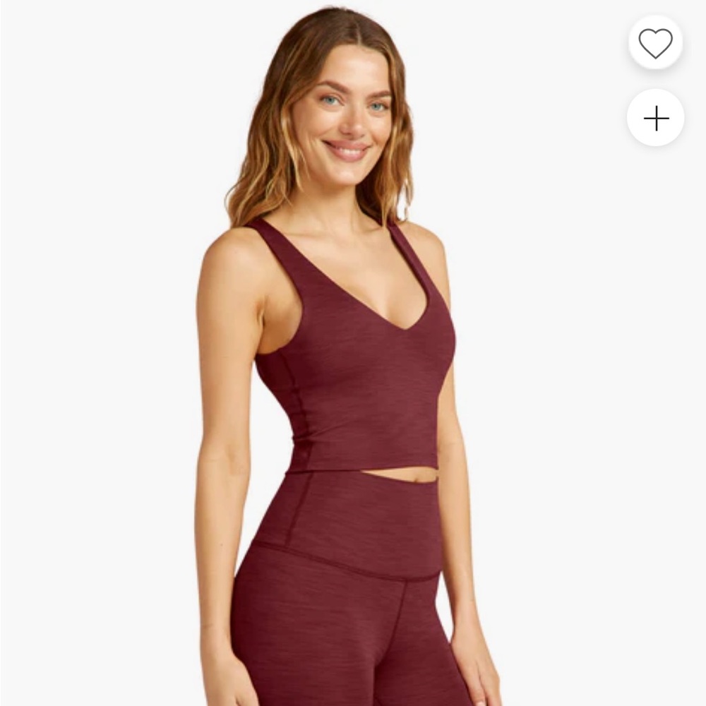 NWOT Beyond Yoga Ribbed Crop Tank in Rosewood Heather Size Medium